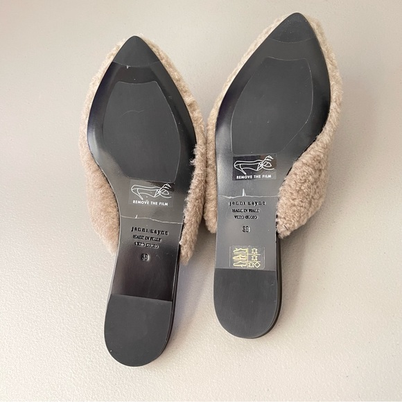 Jenni Kayne Shearling Mule in Taupe Pointed Toe Slip On Flat EU38 - Picture 9 of 10